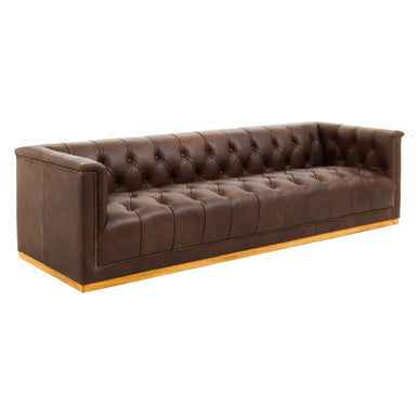 3 Seater Modern Chesterfield Dark Brown Leather Sofa | King