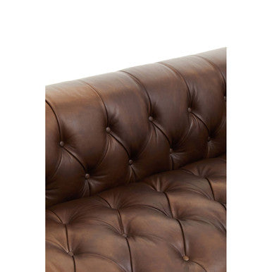 3 Seater Modern Chesterfield Dark Brown Leather Sofa | King