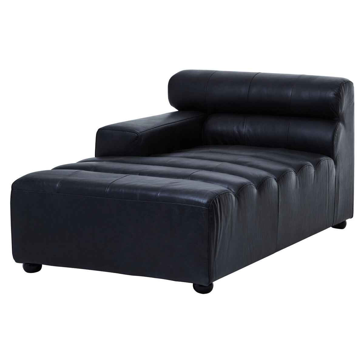 Antique Black Left Arm Leather Modular Chaise Sofa | King
