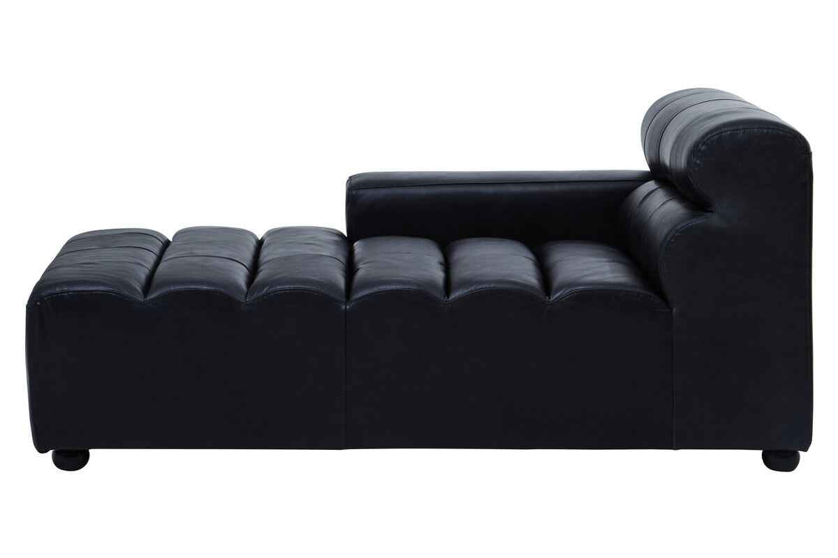 Antique Black Left Arm Leather Modular Chaise Sofa | King