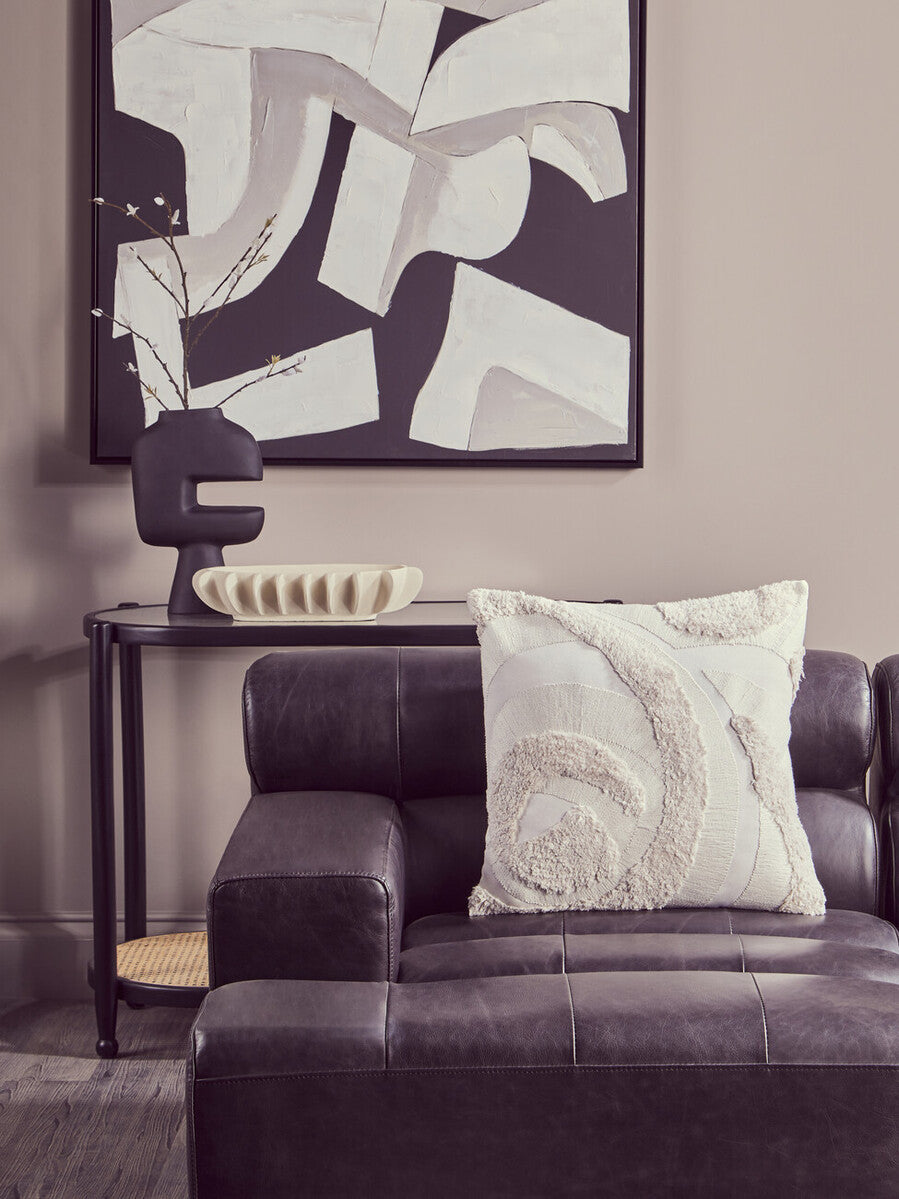 Antique Black Left Arm Leather Modular Chaise Sofa | King