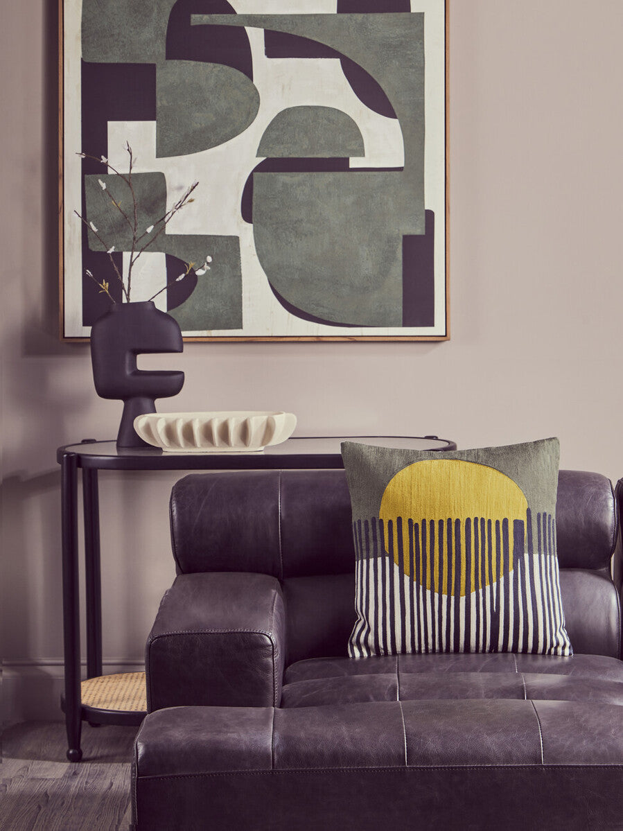 Antique Black Left Arm Leather Modular Chaise Sofa | King
