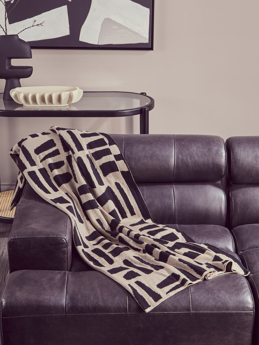 Antique Black Left Arm Leather Modular Chaise Sofa | King