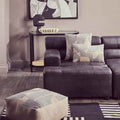 Antique Black Left Arm Leather Modular Chaise Sofa | King