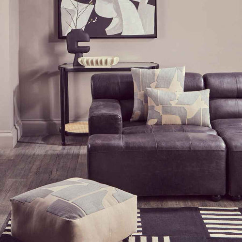 Antique Black Left Arm Leather Modular Chaise Sofa | King