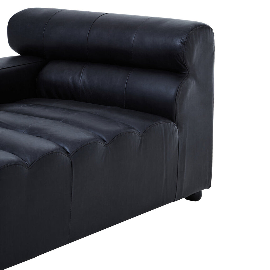 Antique Black Left Arm Leather Modular Chaise Sofa | King