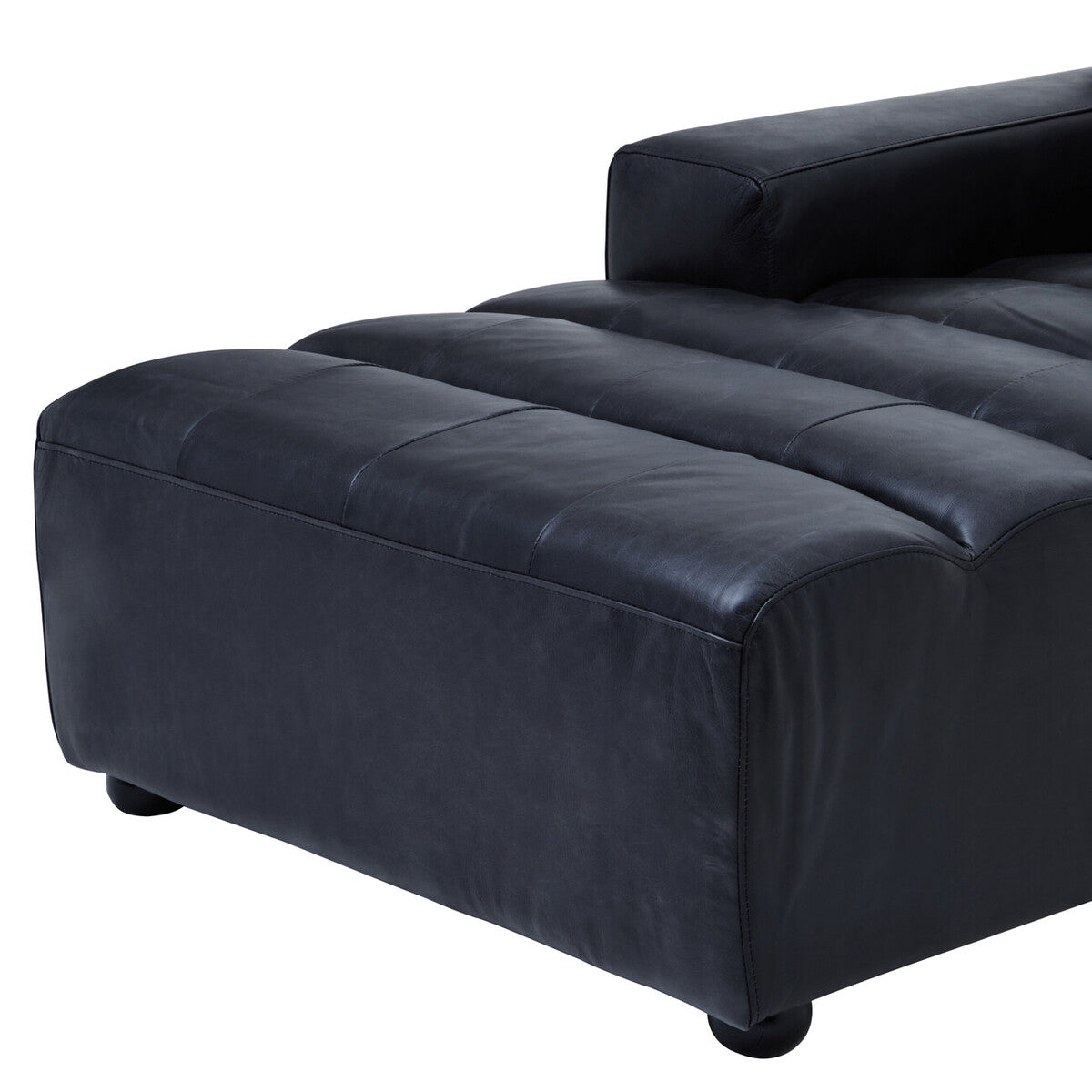 Antique Black Left Arm Leather Modular Chaise Sofa | King