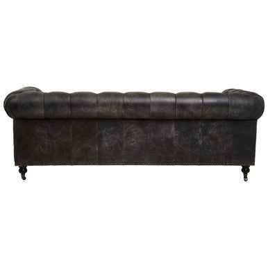 3 Seater Antique Black Chesterfield Leather Sofa | Hoxton