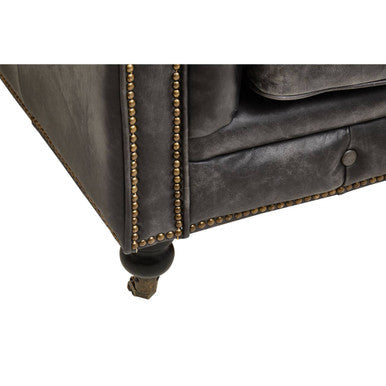 3 Seater Antique Black Chesterfield Leather Sofa | Hoxton