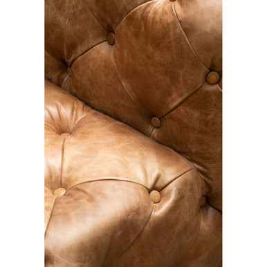 Brown Leather Left Arm Modern Chesterfield Sofa | Hoxton