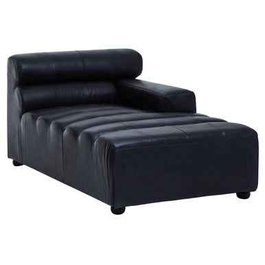 Antique Black Right Arm Leather Modular Chaise Sofa | King
