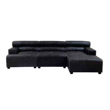 Antique Black Right Arm Leather Modular Chaise Sofa | King