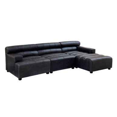 Antique Black Right Arm Leather Modular Chaise Sofa | King