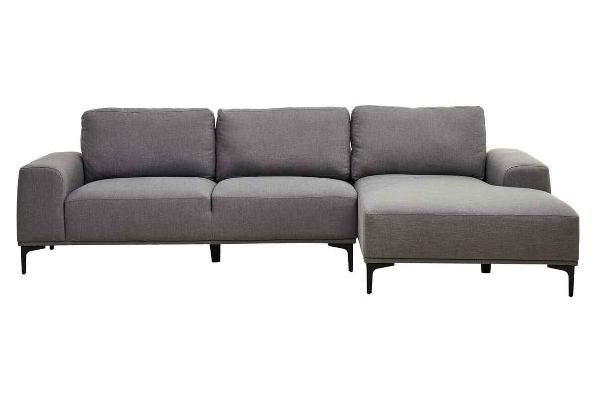3 Seater Grey Fabric Right Chaise Sofa | Toulon