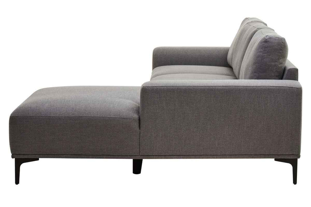 3 Seater Grey Fabric Right Chaise Sofa | Toulon