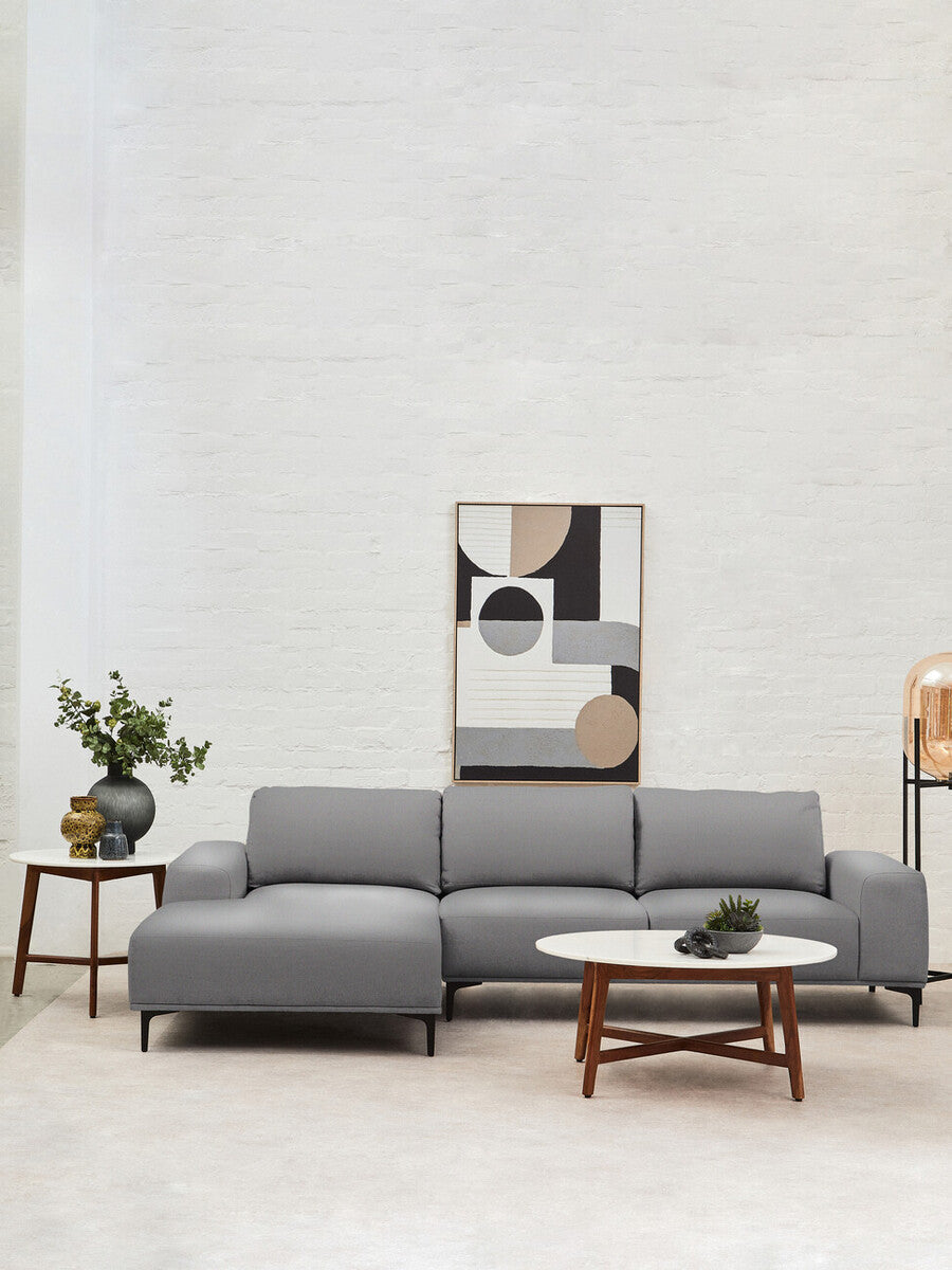 3 Seater Grey Fabric Right Chaise Sofa | Toulon