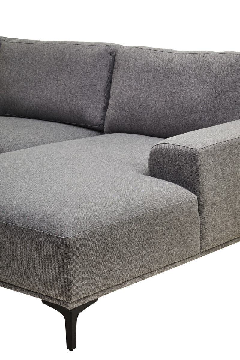3 Seater Grey Fabric Right Chaise Sofa | Toulon