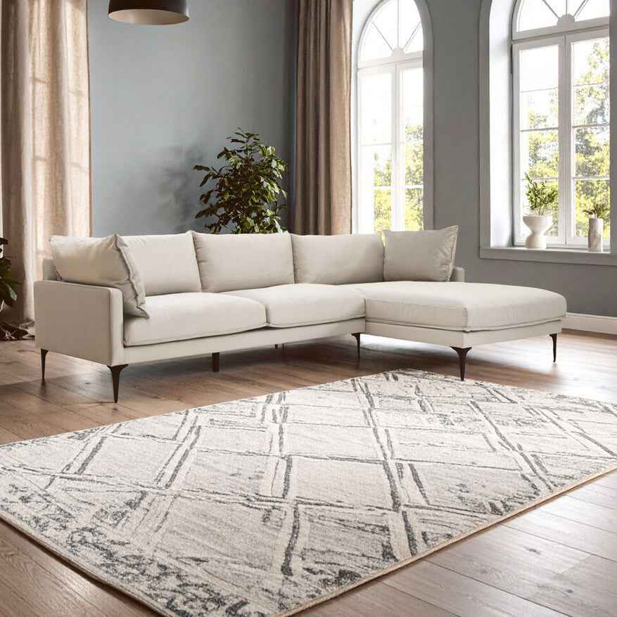 3 Seater Cream Right Chaise Sofa | Comfee