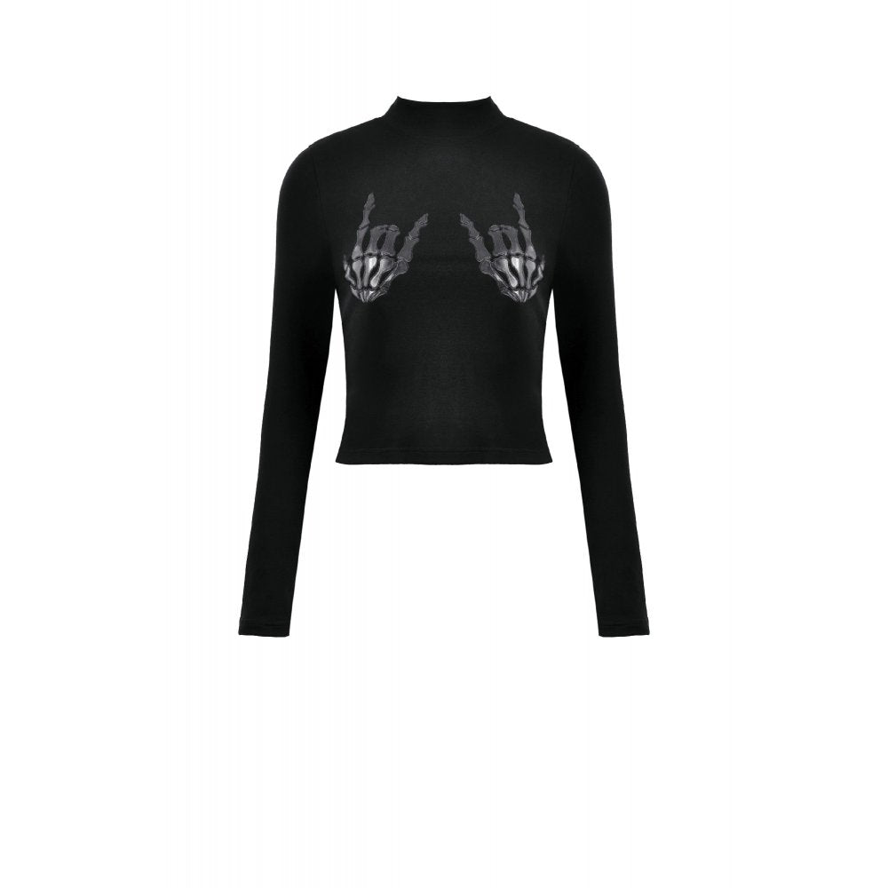Dark in Love Lilith Skeleton Hands Long Sleeve Top - DevilGothic DevilGothic