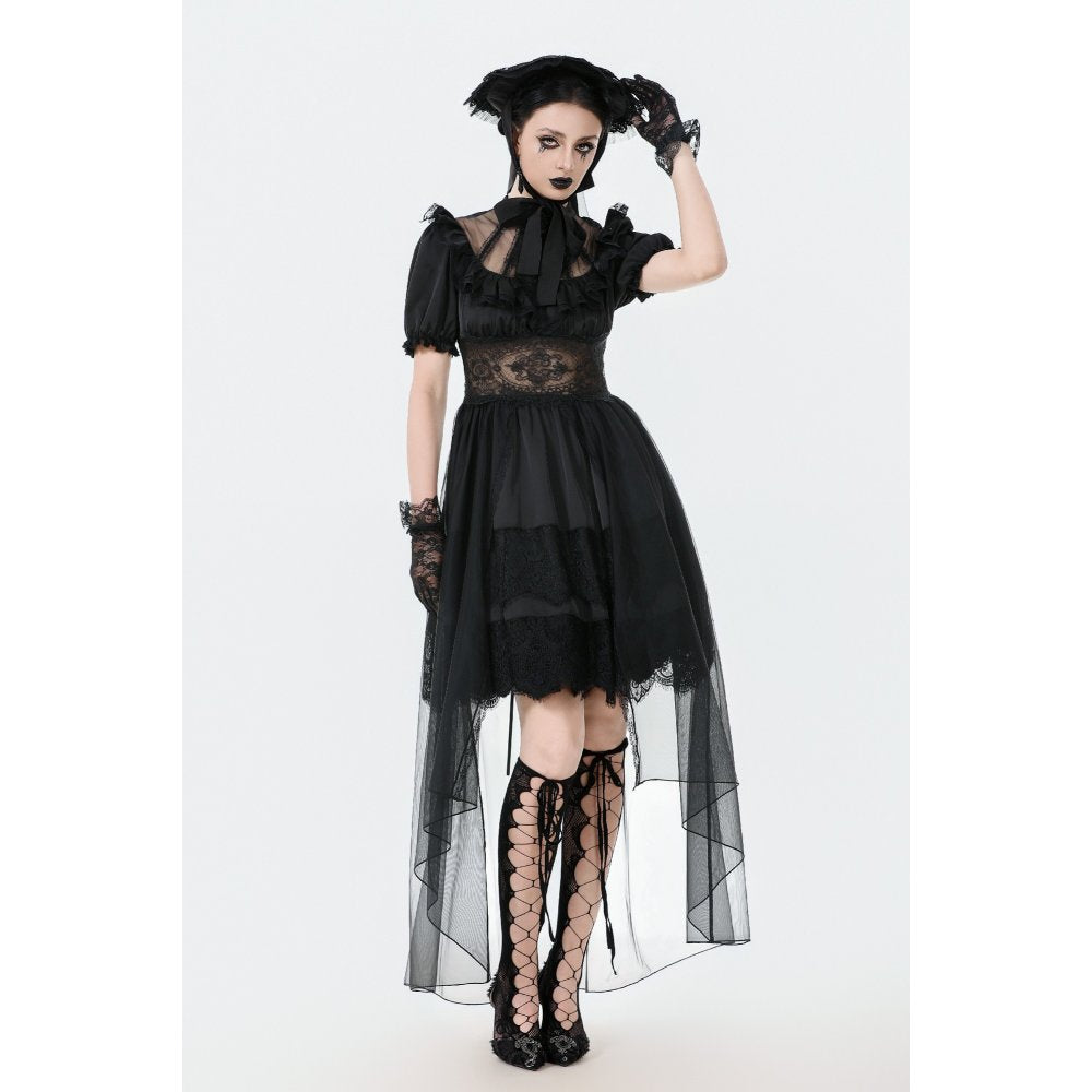 Dark in Love Ebon Rose High-Low Mesh & Lace Goth Dress - DevilGothic DevilGothic