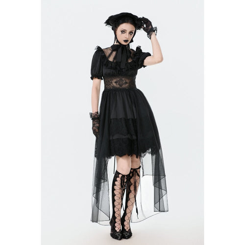 Dark in Love Ebon Rose High-Low Mesh & Lace Goth Dress - DevilGothic DevilGothic