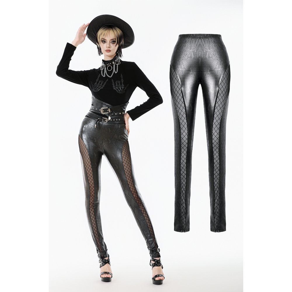 Dark in Love Serpentine Mesh Panel Leggings - DevilGothic DevilGothic