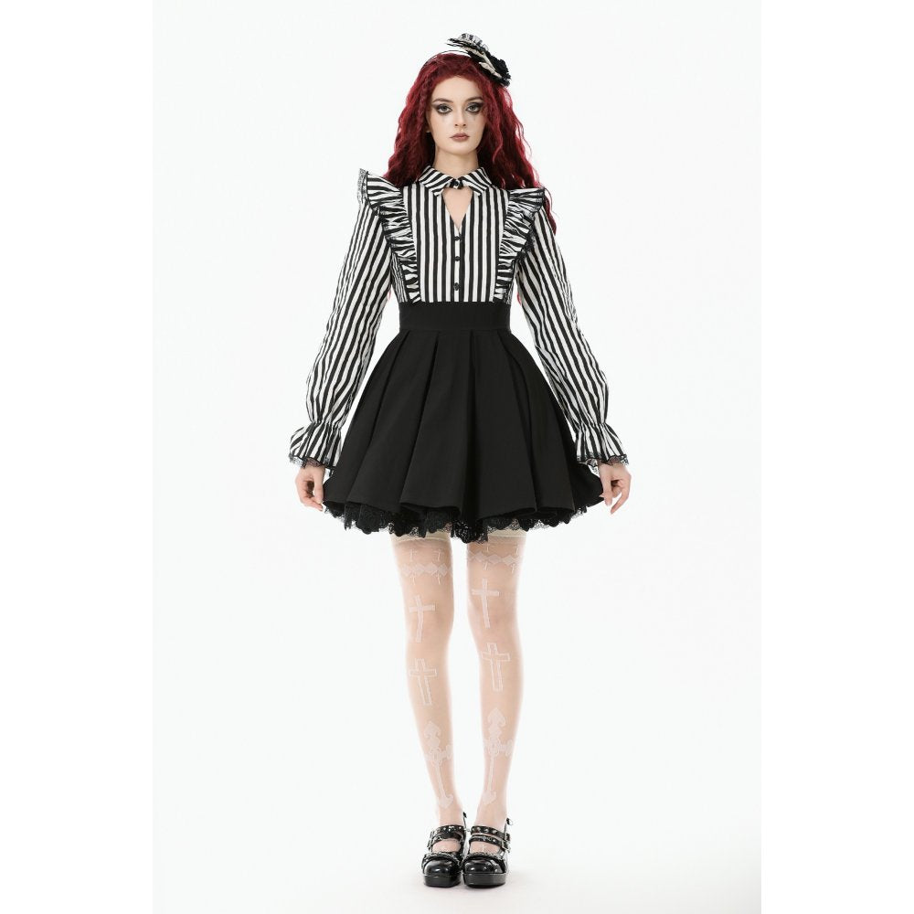 Dark in Love Striped Ruffle Gothic Lolita Dress - DevilGothic DevilGothic