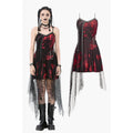 Dark in Love Bellatrix Red & Black Mesh Asymmetrical Dress - DevilGothic DevilGothic