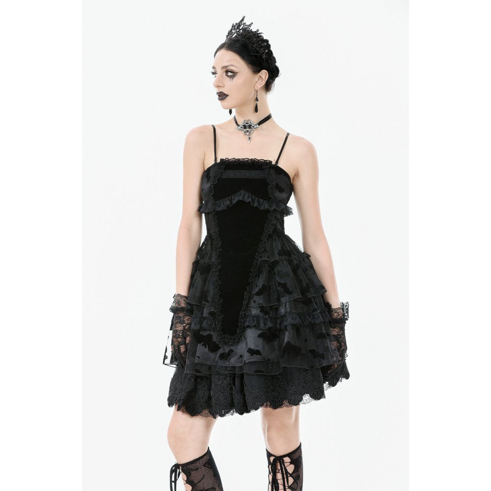Dark in Love Morwenna Bat Mesh Layered Goth Mini Dress - DevilGothic DevilGothic