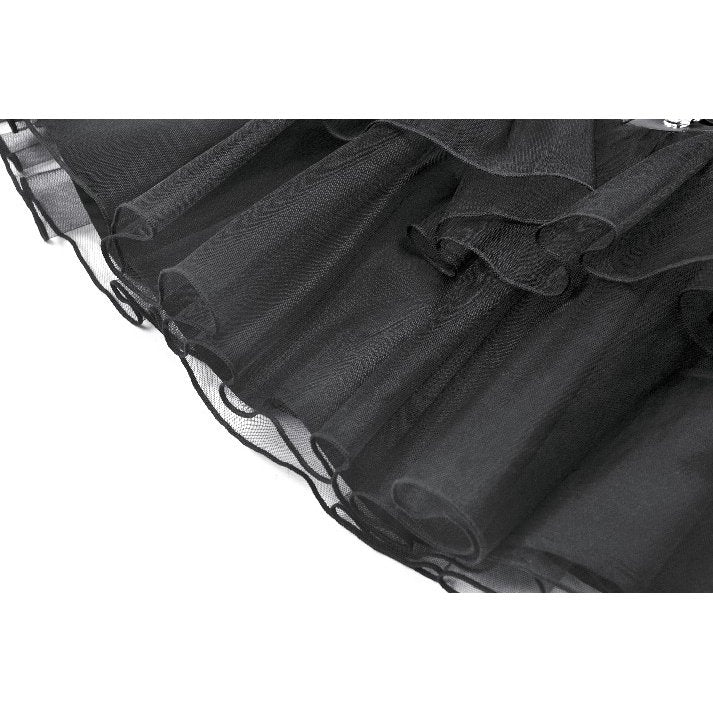 Dark in Love Bonded Tulle Layered Goth Mini Skirt in Black - DevilGothic DevilGothic