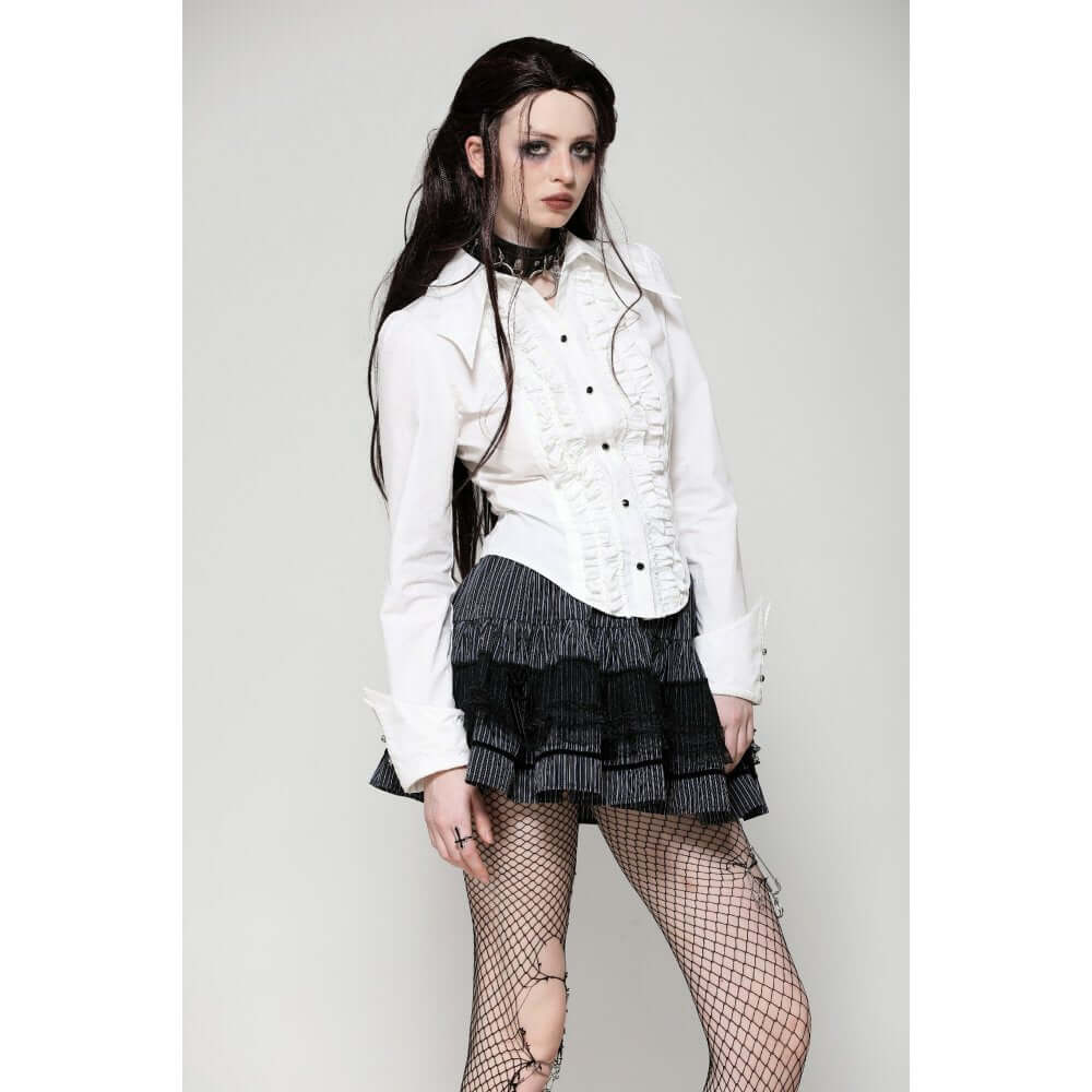 Dark in Love Queeny White Gothic Demon Shirt - DevilGothic DevilGothic