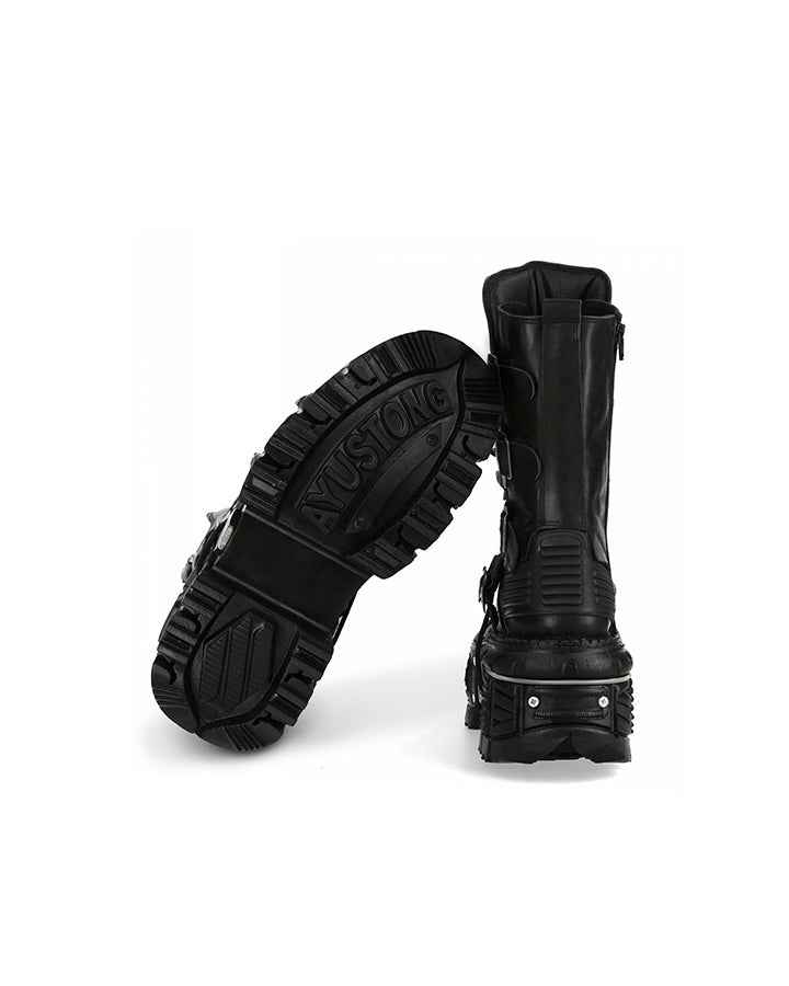 New High-Top Buckled Gothic Boots