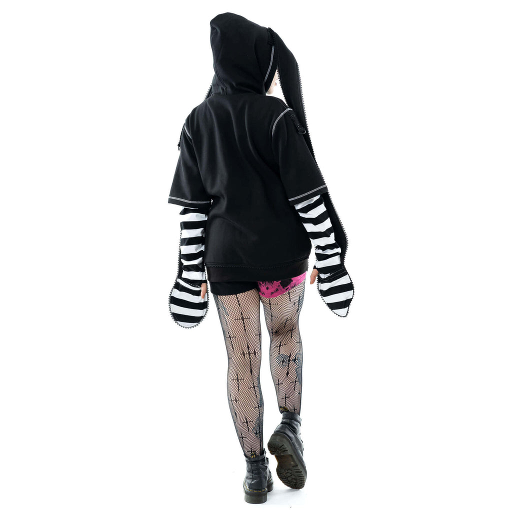 Cupcake Cult Hypno Bunny Hood in Black and White - DevilGothic DevilGothic