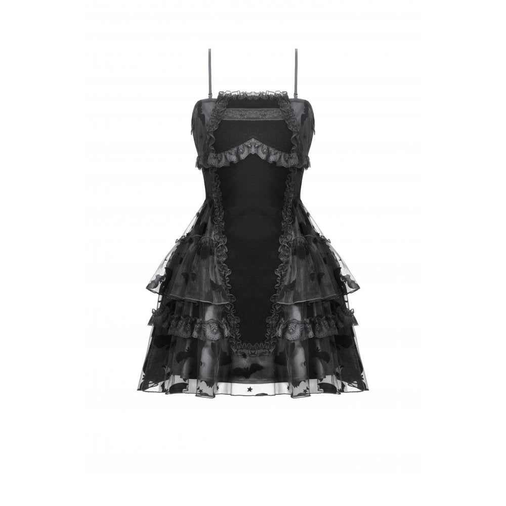 Dark in Love Morwenna Bat Mesh Layered Goth Mini Dress - DevilGothic DevilGothic