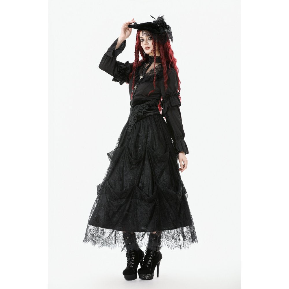 Dark in Love Gloriana Draped Maxi Skirt - DevilGothic DevilGothic