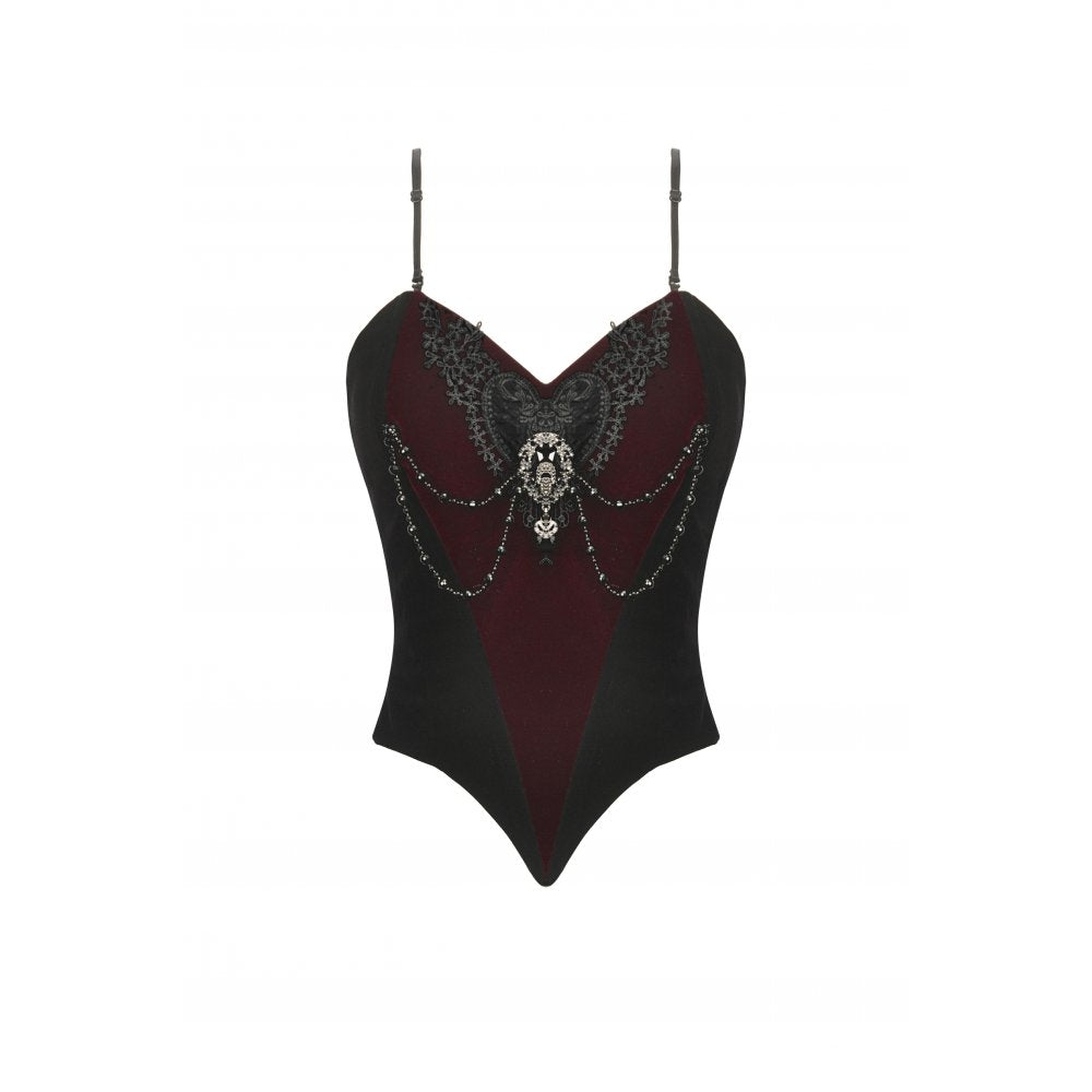 Dark in Love Morrigan Velvet & Lace Chain-Detail Top - DevilGothic DevilGothic