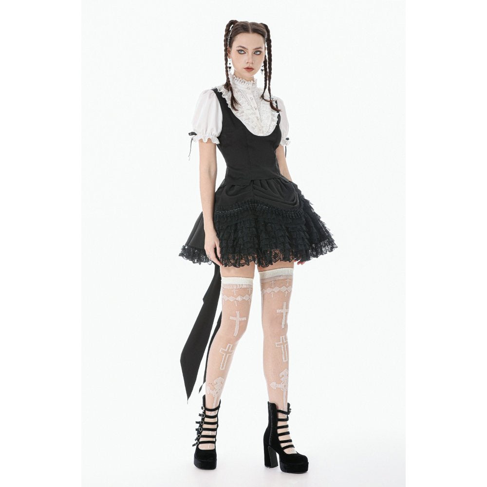 Dark In Love Beatrix Goth Satin Ruffled Overskirt - DevilGothic DevilGothic