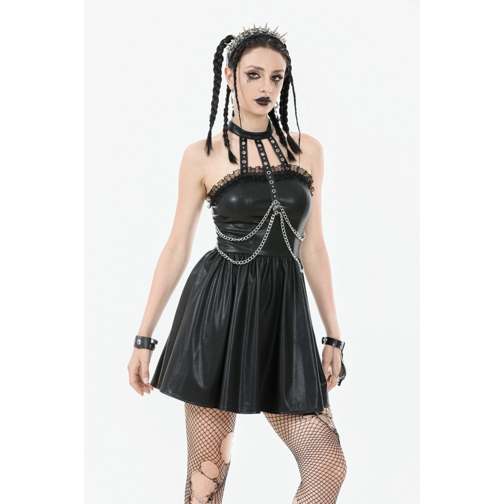 Dark in Love Valentina Red Velvet Mesh Panel Goth Dress - DevilGothic DevilGothic