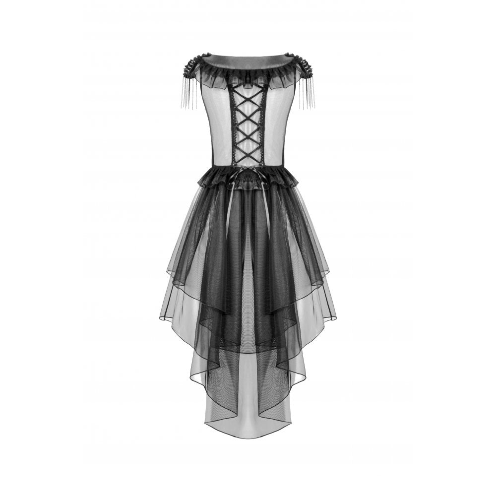 Dark in Love Seraphina Tiered Mesh & Ruffle Goth Layer Dress - DevilGothic DevilGothic