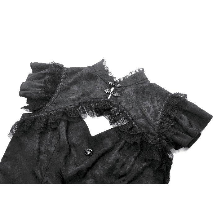 Dark in Love Seraphine Lace Shoulder Goth Top - DevilGothic DevilGothic