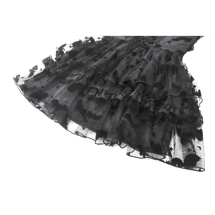 Dark in Love Morwenna Bat Mesh Layered Goth Mini Dress - DevilGothic DevilGothic