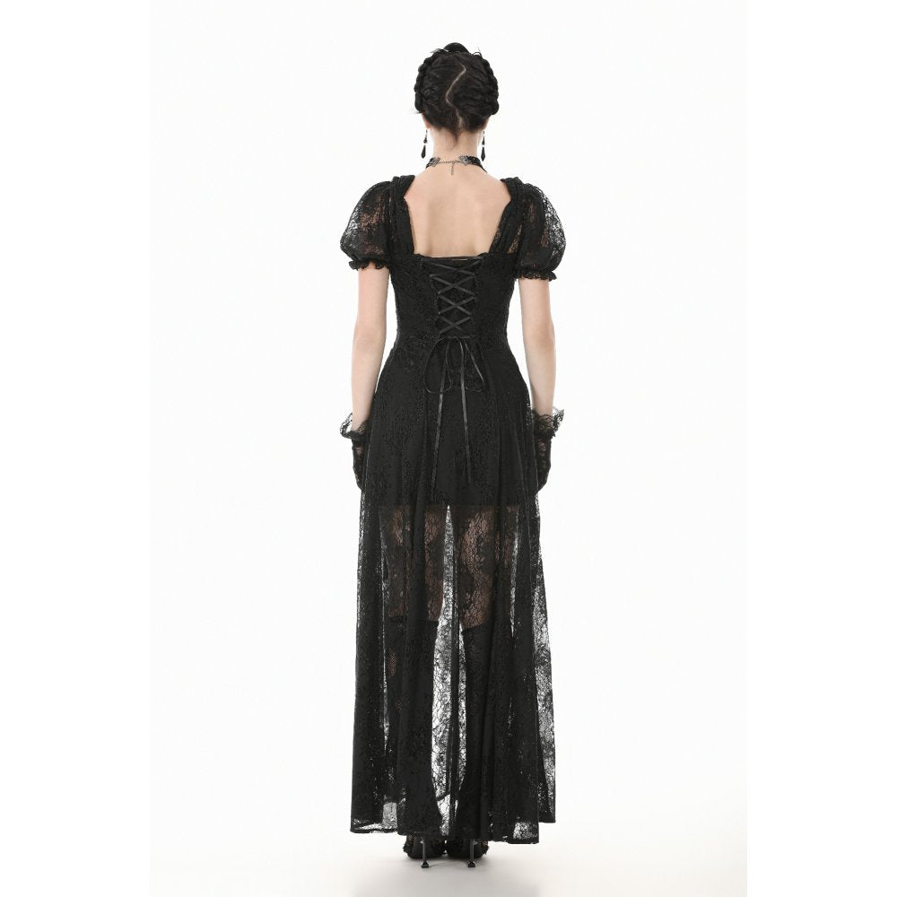 Dark in Love Morwenna Lace Gothic Maxi Dress in Black - DevilGothic DevilGothic