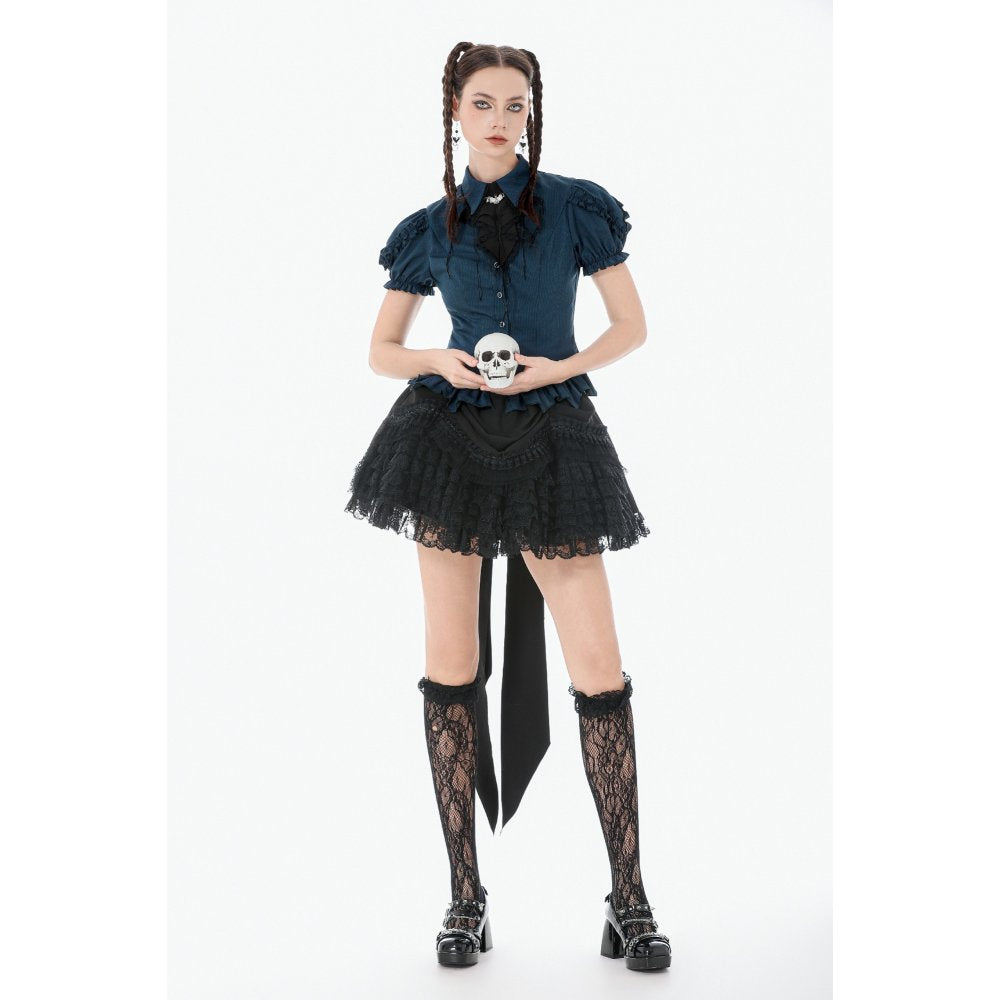 Dark In Love Beatrix Goth Satin Ruffled Overskirt - DevilGothic DevilGothic