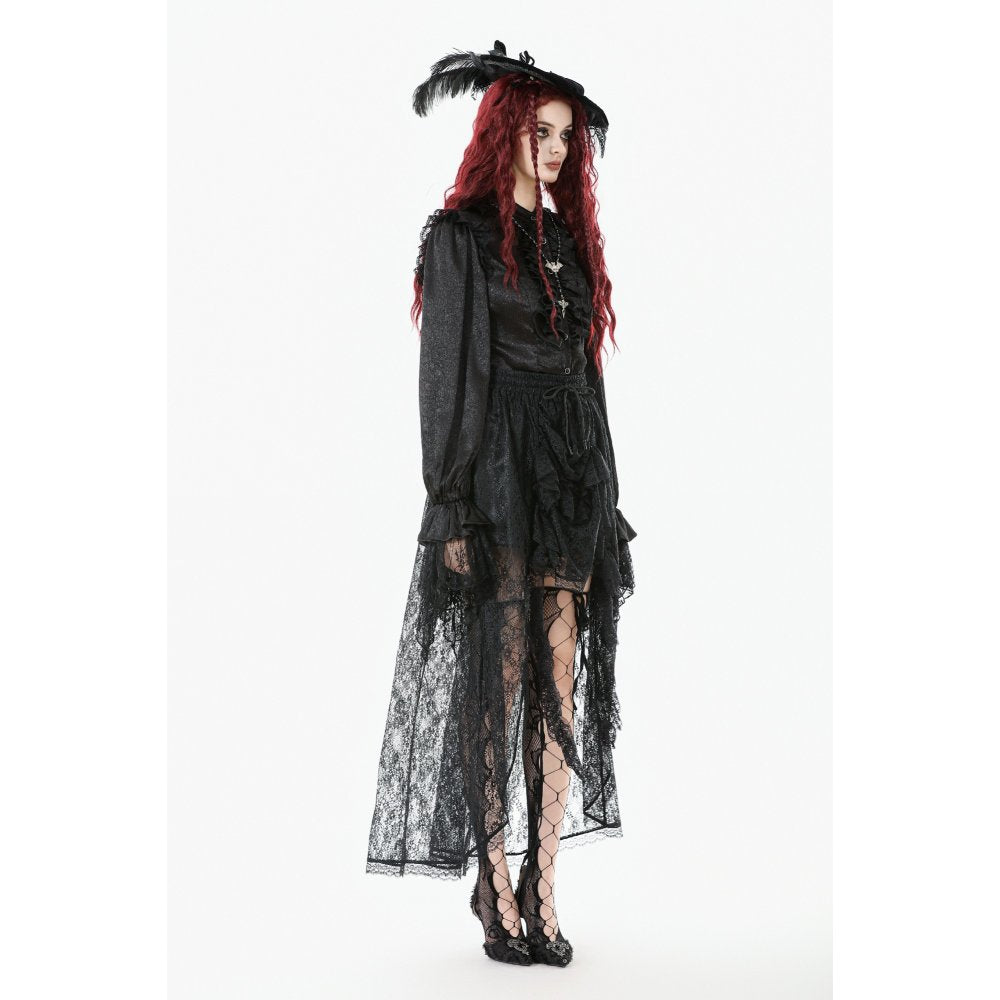 Dark in Love Sabina High-Low Sheer Lace Skirt - DevilGothic DevilGothic