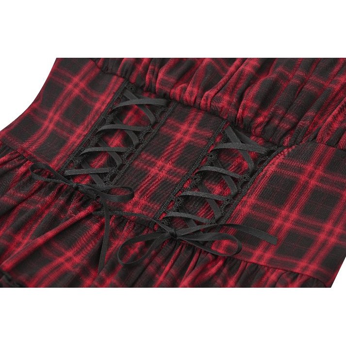 Dark in Love Morrigan Tartan Lace-Up Dress - DevilGothic DevilGothic