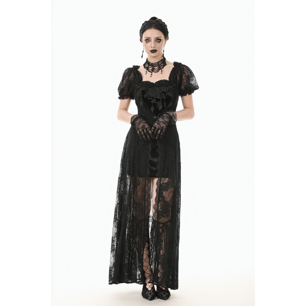 Dark in Love Morwenna Lace Gothic Maxi Dress in Black - DevilGothic DevilGothic