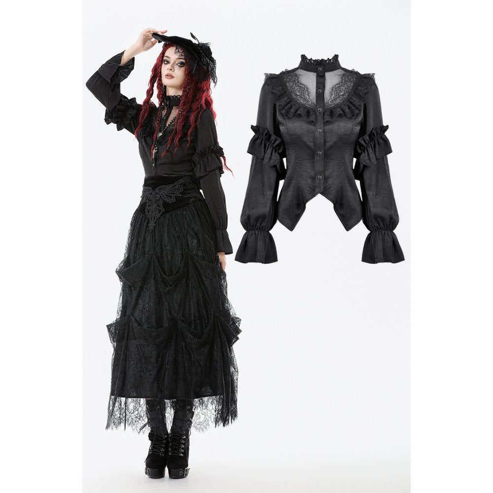 Dark in Love Bellatrix Frill Blouse - DevilGothic DevilGothic