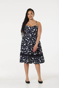Alternative Midi Fit&Flare Witch Print Dress with Lace hem - DevilGothic DevilGothic
