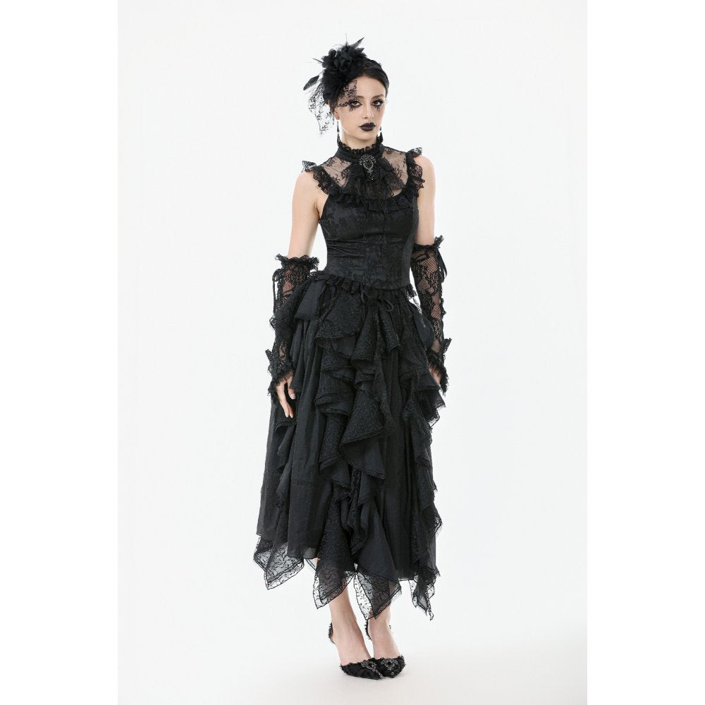 Dark in Love Seraphina Ruched Lace Goth Blouse in Black - DevilGothic DevilGothic