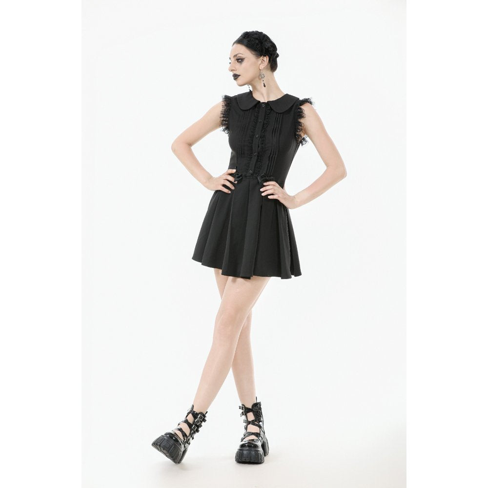 Dark In Love Gwendolyn Lace Panel Goth Mini Dress in Black - DevilGothic DevilGothic